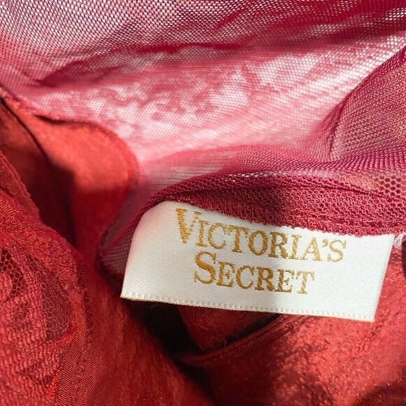 VIntage Victoria's Secret Gold Label Maxi Slip dress Burgundy Nightgown Chemise - Picture 7 of 11